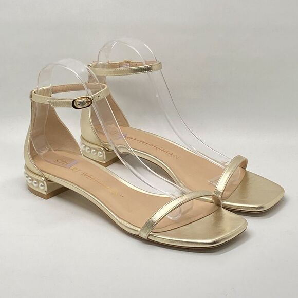 Stuart Weitzman Metallic Leather Embellished Sandals size 9 - Picture 1 of 11